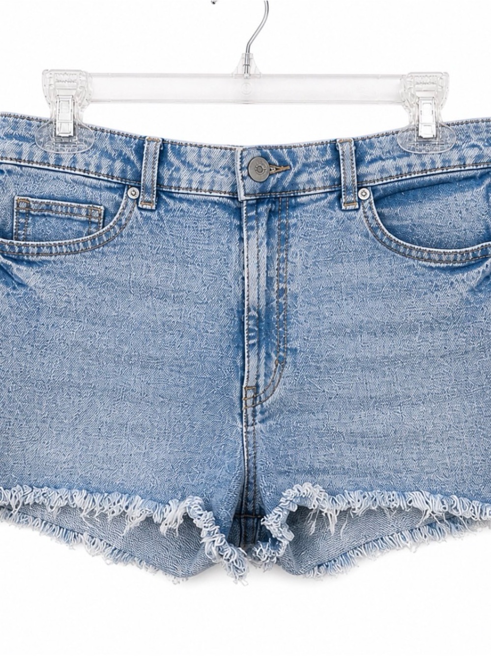 Divided Light Blue Distressed Denim Shorts High Waisted Freyed Sz 10 Cottom